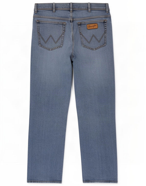 Wrangler Herre Texas Distressed Straight Jeans W36 L34 Blå Bomuld
