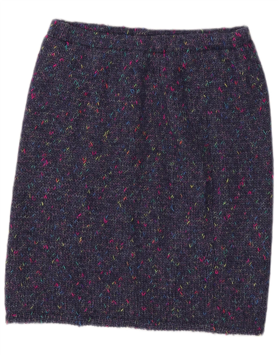 VINTAGE strikket nederdel til kvinder W30 Medium Navy Blue Flecked