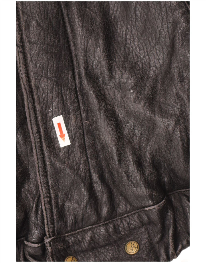 Vintage dame læderjakke IT 52 2XL sort læder