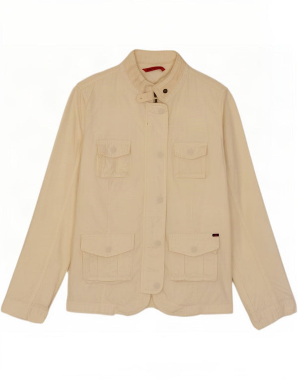 Kappa Womens Utility Jacket UK 14 Large Off White Cotton