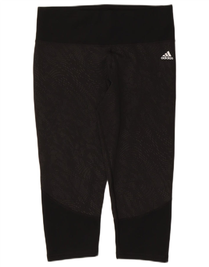 ADIDAS Womens Climalite Capri Leggings UK 16/18 Large Black Polyester