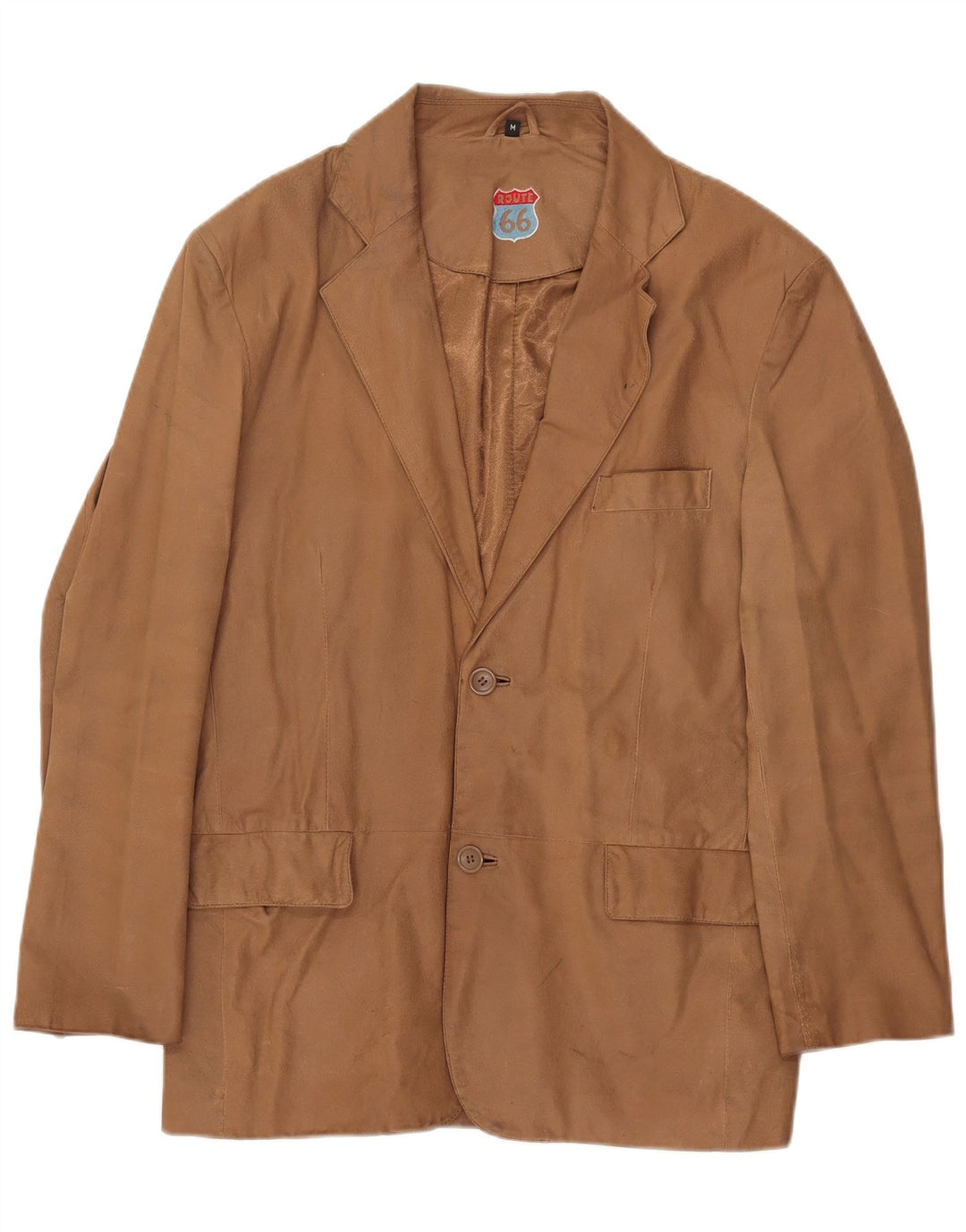 Route 66 Herre 2-knaps læder blazerjakke UK 38 Medium Brun