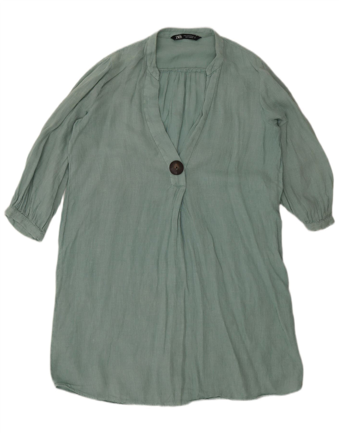 Zara Dame 3/4 ærme Skift Kjole UK 14 Medium Grøn