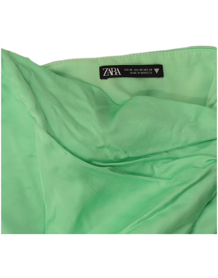 Zara Dame Crop Cami Top UK 6 XS Grøn