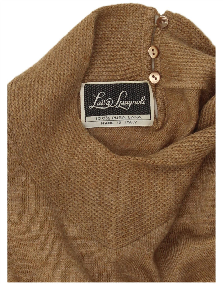 Luisa Spagnoli Dame Turtle Neck Jumper Sweater UK 16 Stor Beige Uld