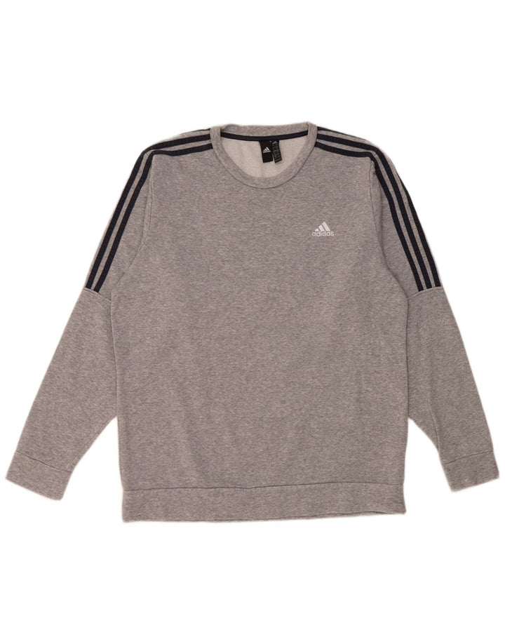 Adidas Sweatshirt-trøje til mænd, stor grå flækket bomuld