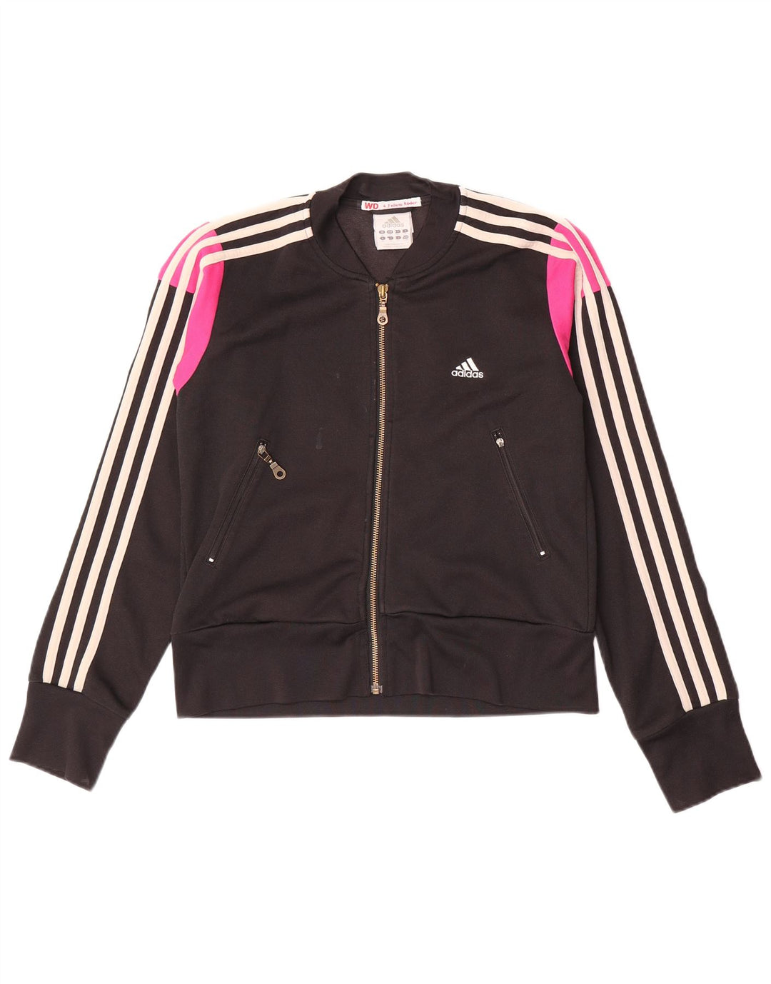 Adidas træningsdragt topjakke til kvinder UK 12 Medium Sort Colourblock Bomuld