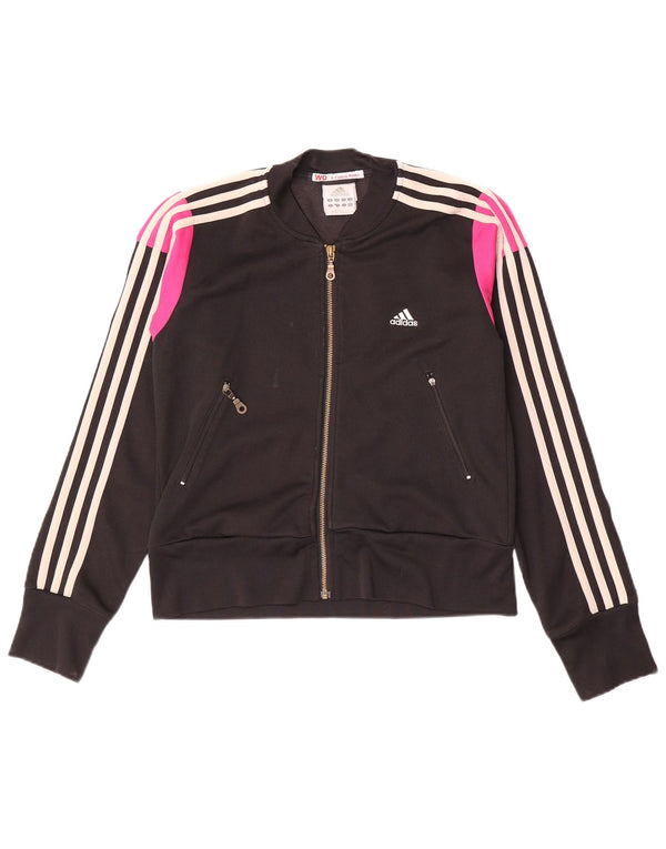 Adidas træningsdragt topjakke til kvinder UK 12 Medium Sort Colourblock Bomuld