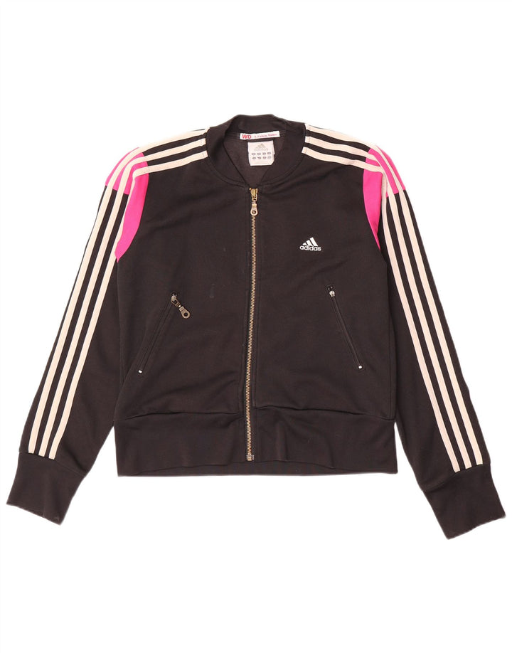 Adidas træningsdragt topjakke til kvinder UK 12 Medium Sort Colourblock Bomuld