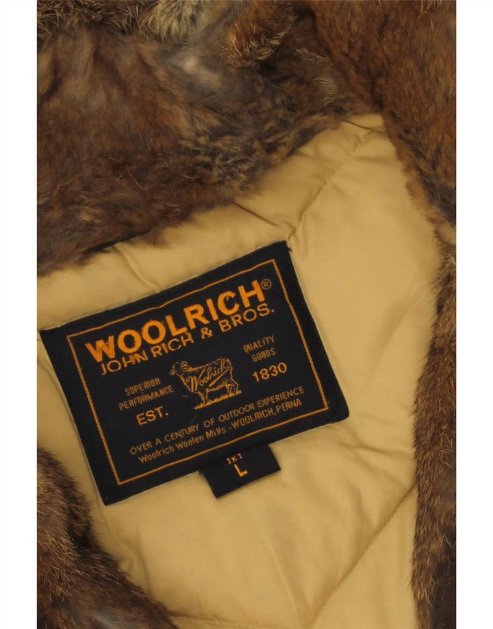 Woolrich Dame Hætte Polstret Frakke UK 16 Stor Beige Bomuld