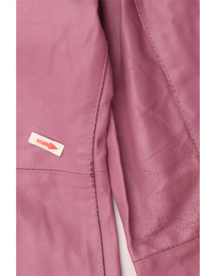 Vintage læderfrakke til kvinder UK 12 Medium Pink