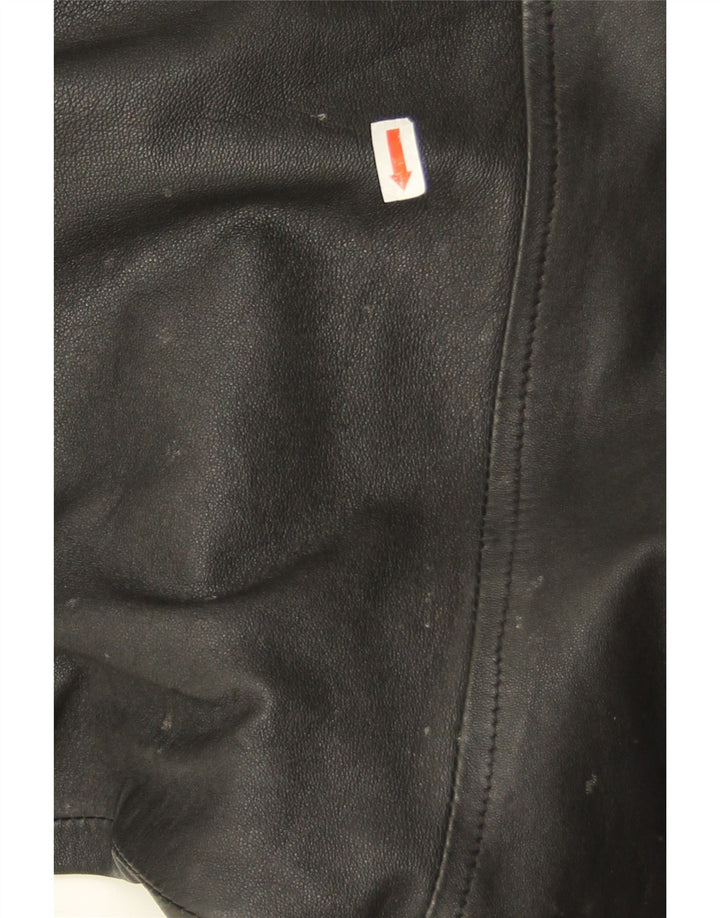 Vintage kvinders overdimensioneret læderjakke UK 10 Lille sort læder