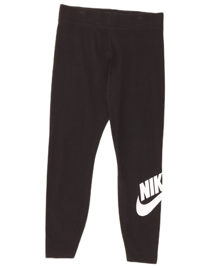 Nike Womens Crop Graphic Leggings UK 16 Large Black Bomuld