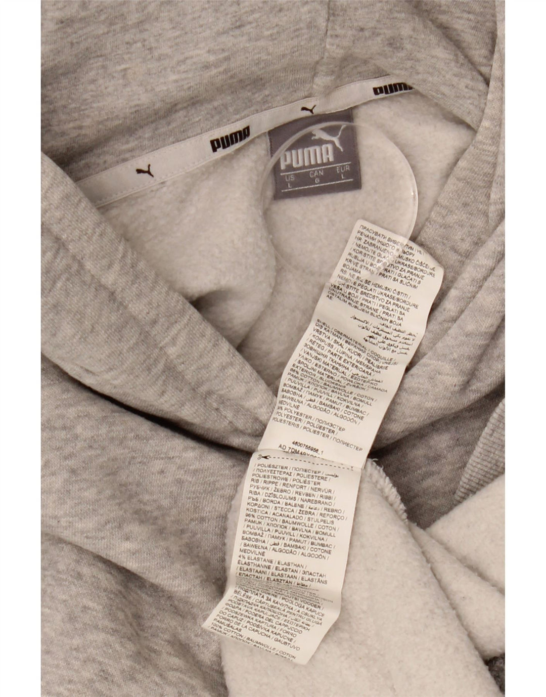 PUMA Graphic Oversized Hoodie Jumper UK 16 Stor Grå Bomuld