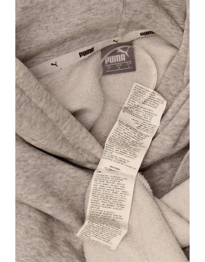 PUMA Graphic Oversized Hoodie Jumper UK 16 Stor Grå Bomuld