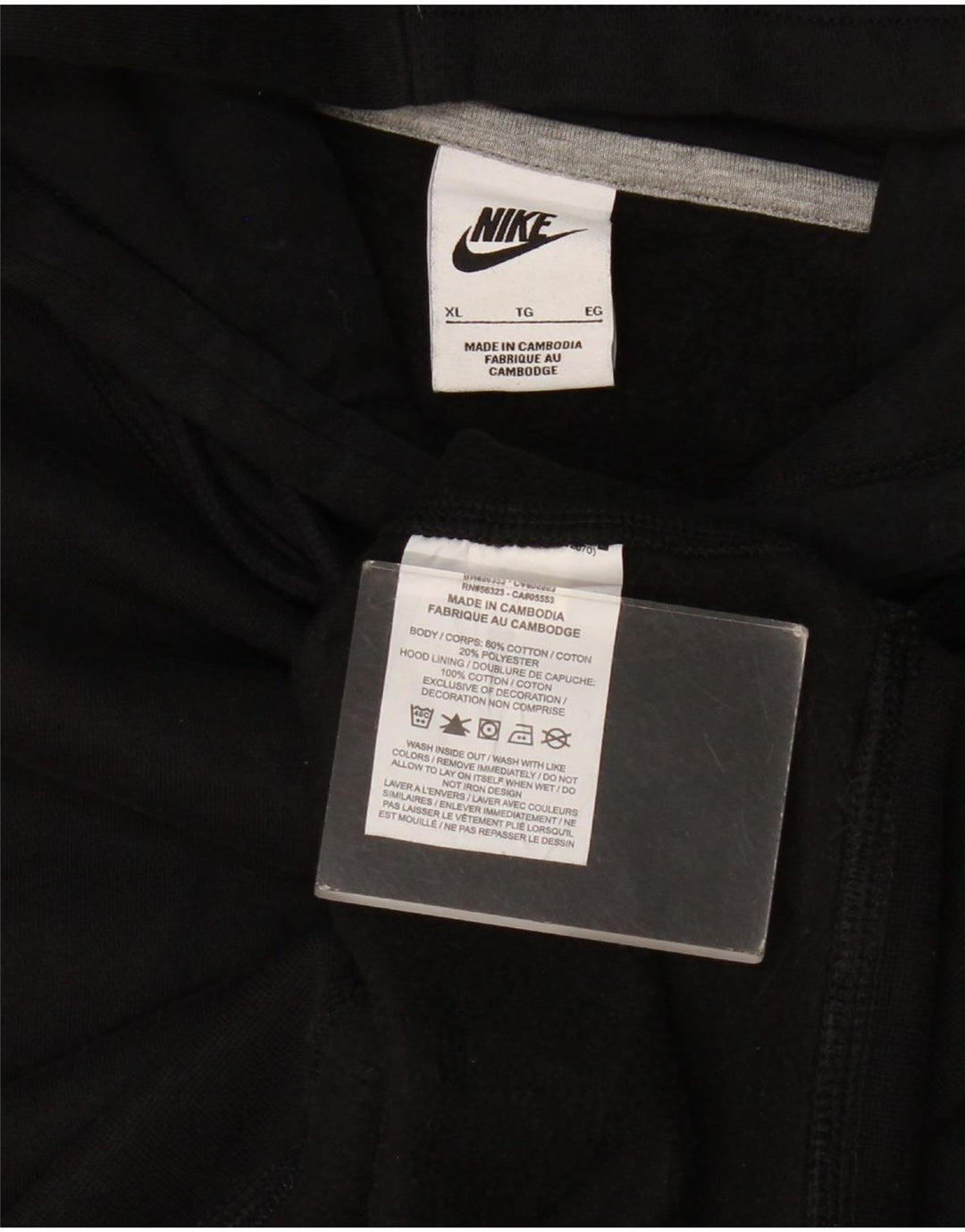 Nike hættetrøje til mænd XL sort bomuld