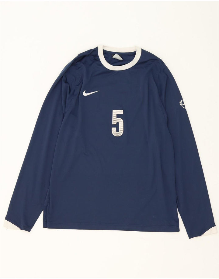 Nike Herre grafisk top Langærmet UK 39/41 Medium Navy Blue Polyester