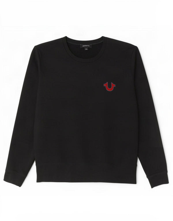 True Religion Womens Graphic Sweatshirt Jumper UK 16 Large Black Cotton