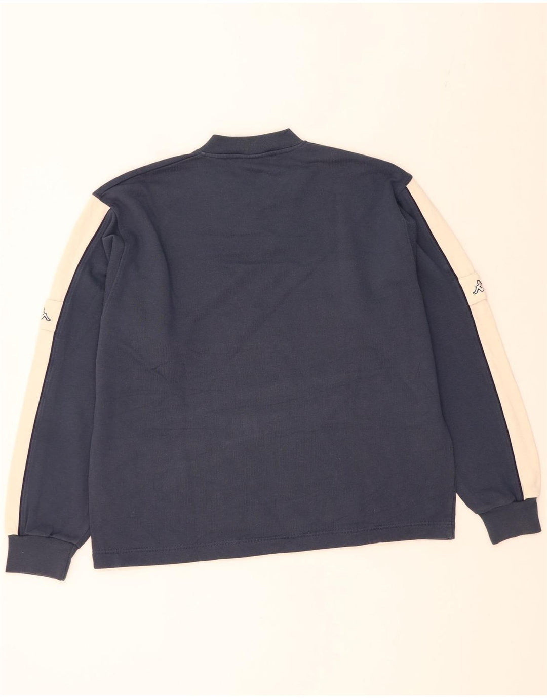 KAPPA Mens Loose Fit Sweatshirt Jumper Medium Navy Blue Colourblock Cotton Vintage Kappa and Second-Hand Kappa from Messina Hembry 
