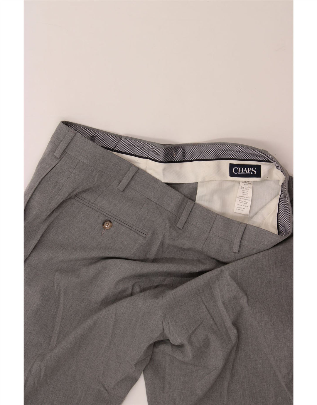 CHAPS Mens Slim Suit Trousers W36 L32 Grey Polyester Vintage Chaps and Second-Hand Chaps from Messina Hembry 