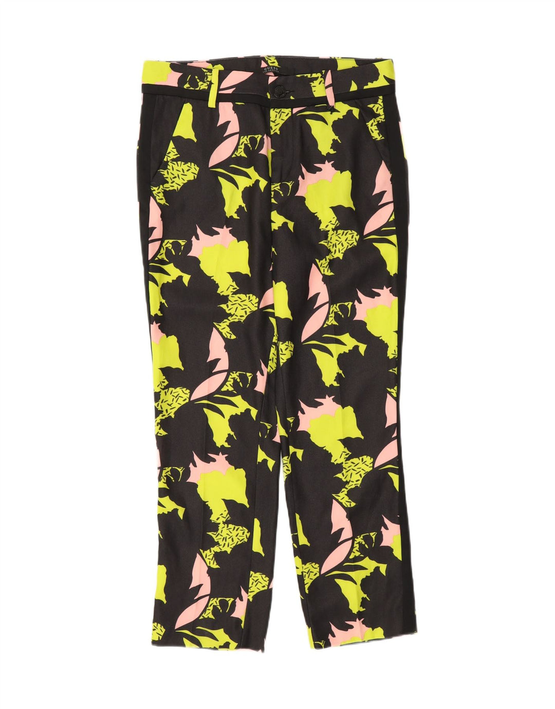 GUESS Womens Crop Casual Bukser W27 L25 Black Floral Polyester