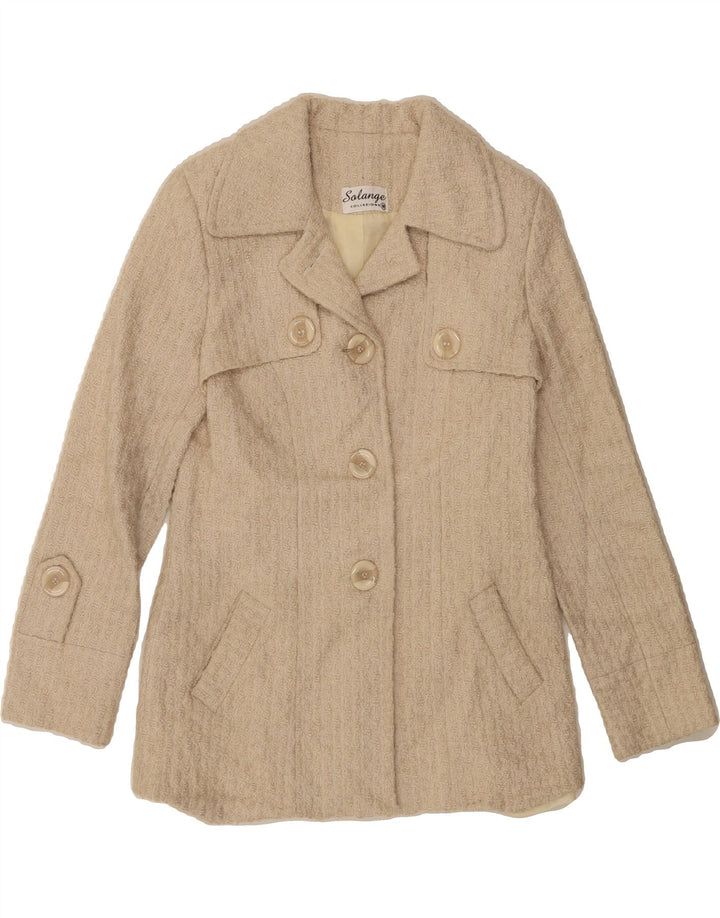 SOLANGE Womens 3 Button Blazer Jacket UK 12 Medium Beige Vintage Solange and Second-Hand Solange from Messina Hembry 