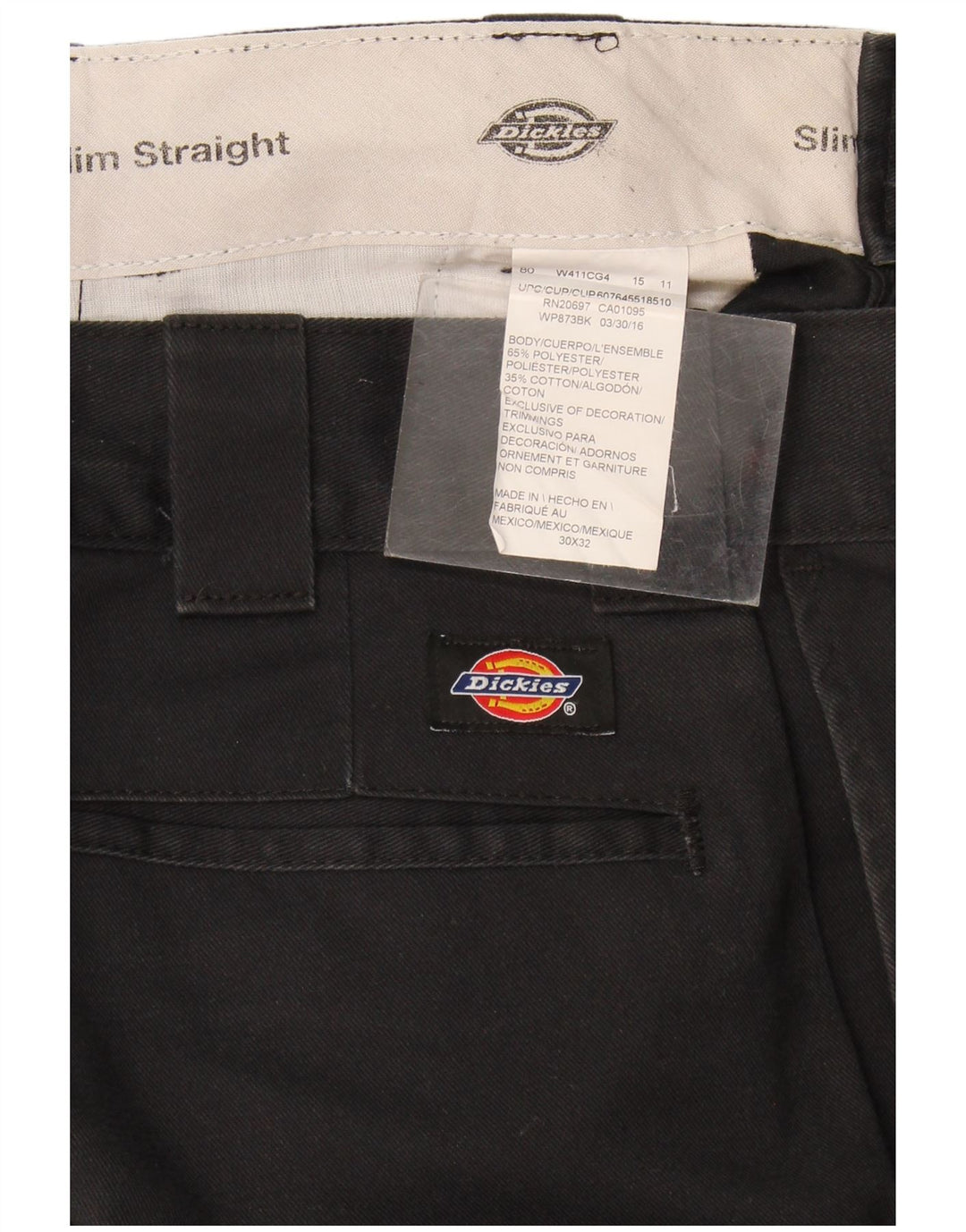 Dickies Herre Slim Straight Chino Bukser W30 L32 Sort Polyester