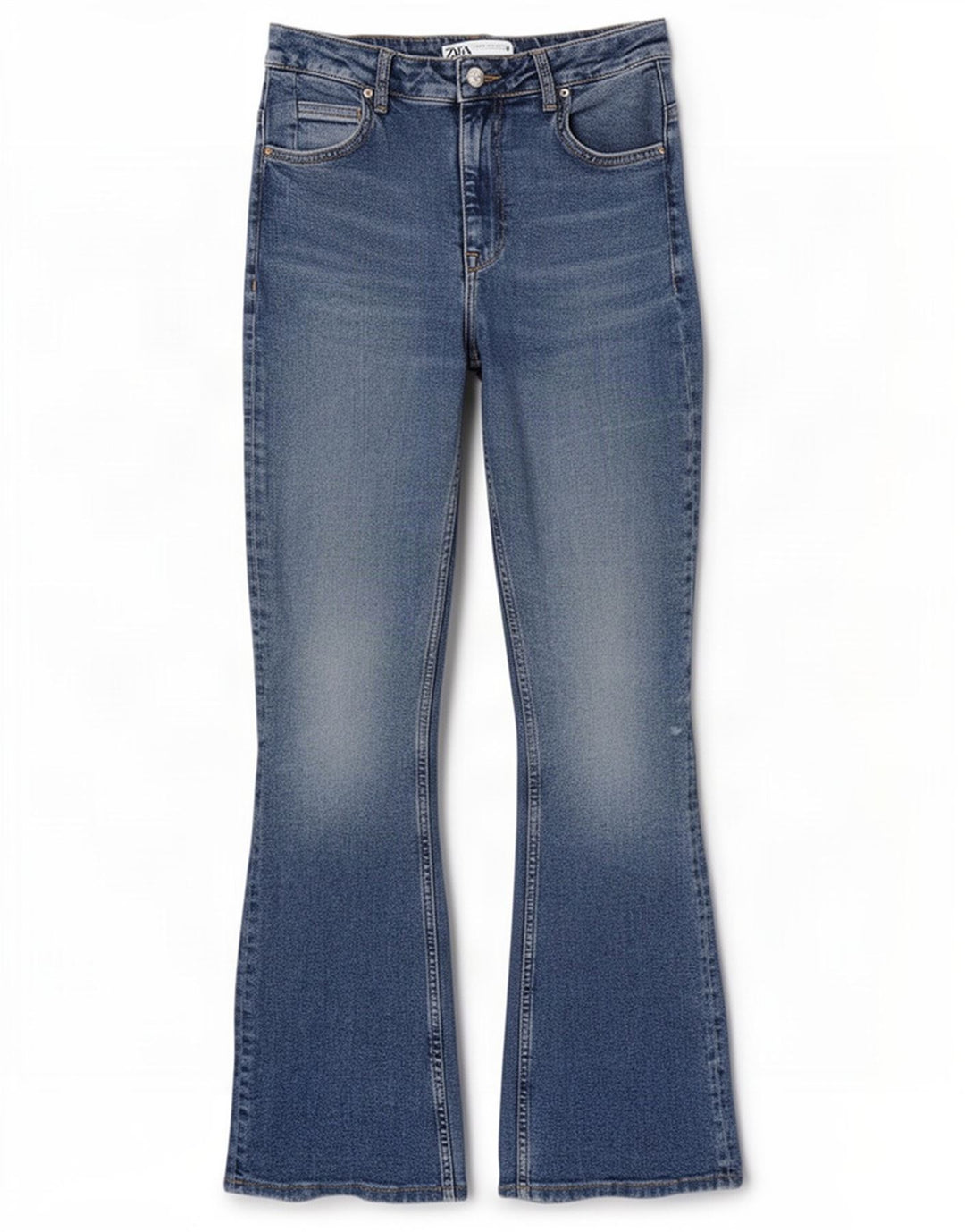 Zara Dame Flared Jeans EU 40 Medium W30 L31 Blå Bomuld