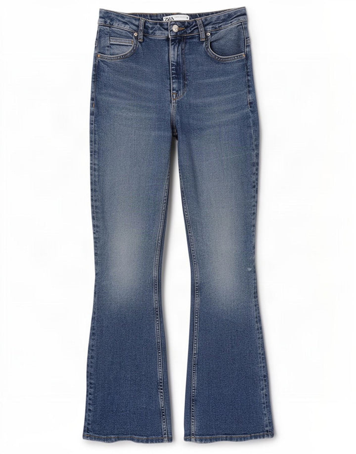 Zara Dame Flared Jeans EU 40 Medium W30 L31 Blå Bomuld