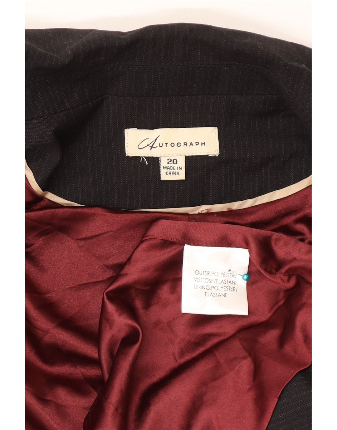 Marks & Spencer Dame Autograph Blazer Jacket UK 20 2XL Sort nålestribe