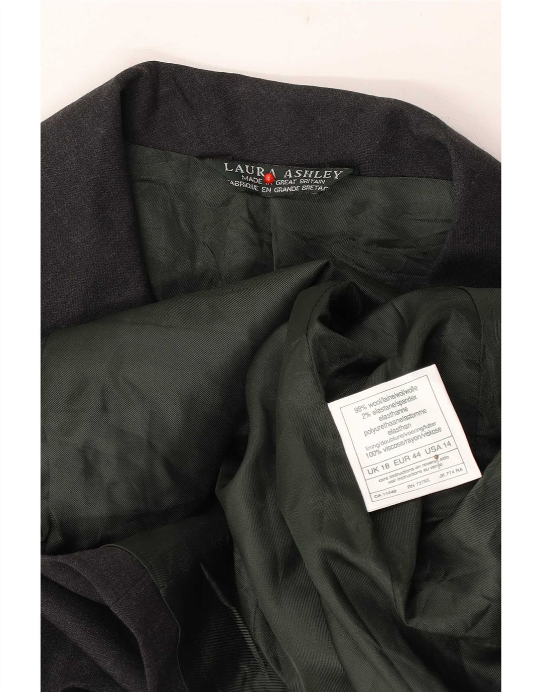 Laura Ashley Dame 5-knaps blazerjakke UK 18 XL Grå Uld