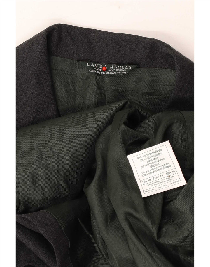 Laura Ashley Dame 5-knaps blazerjakke UK 18 XL Grå Uld