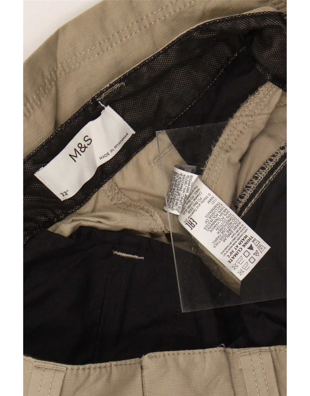 Marks & Spencer Herre Cargo Shorts Medium W32 Beige Bomuld