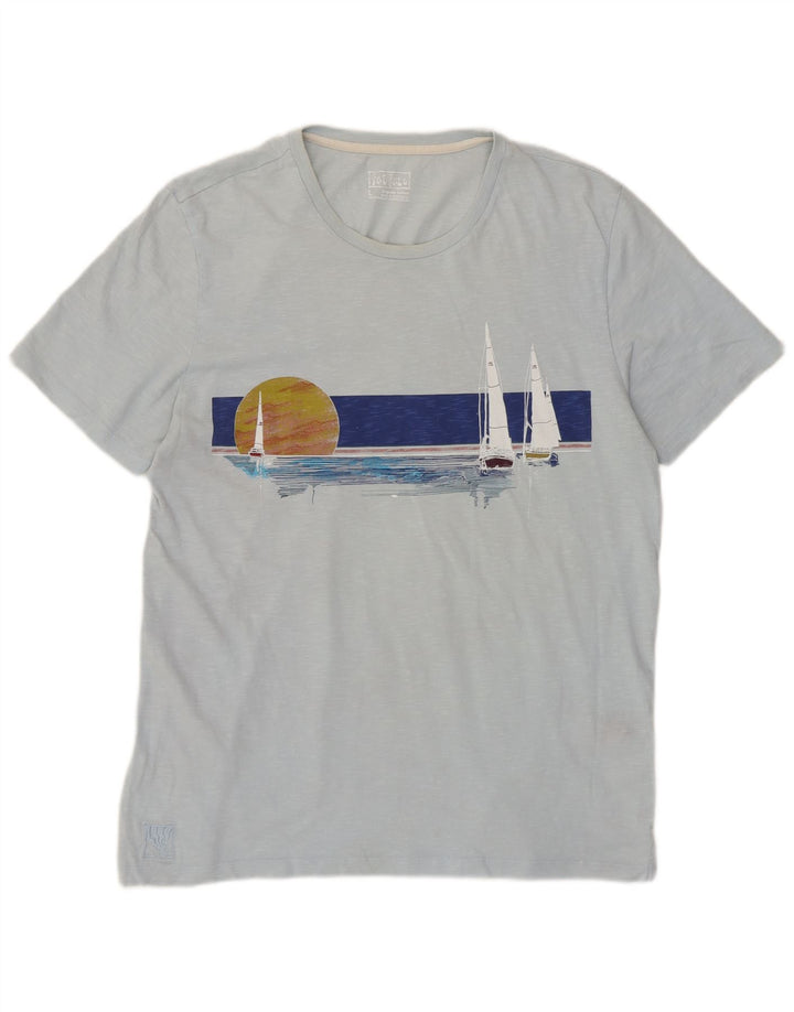 Fat Face Herre Grafisk T-Shirt Top Stor Blå Bomuld
