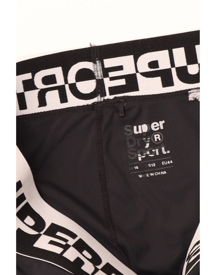 Superdry Womens Graphic Crop Leggings UK 16 Large Black