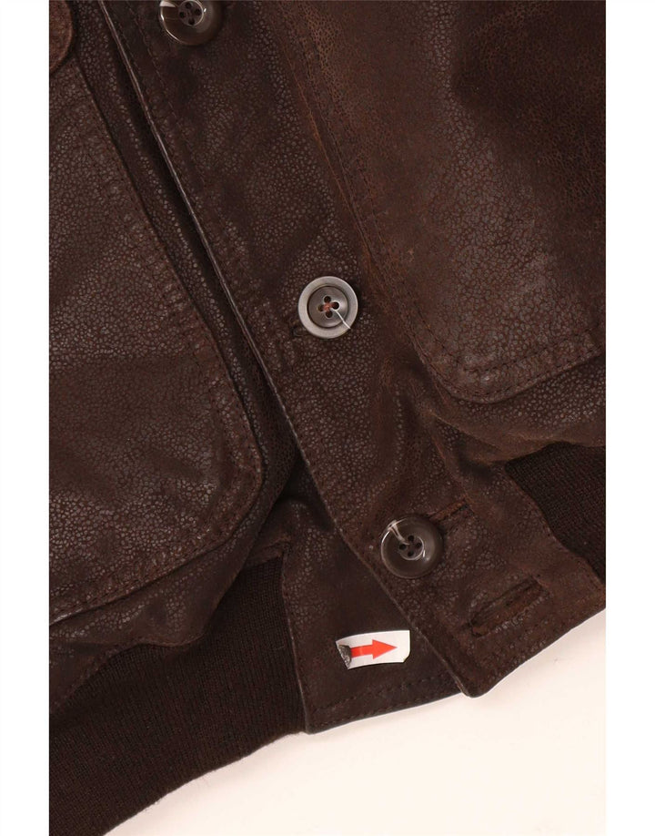 Vintage Herre Bomber Læderjakke IT 48 Medium Brun