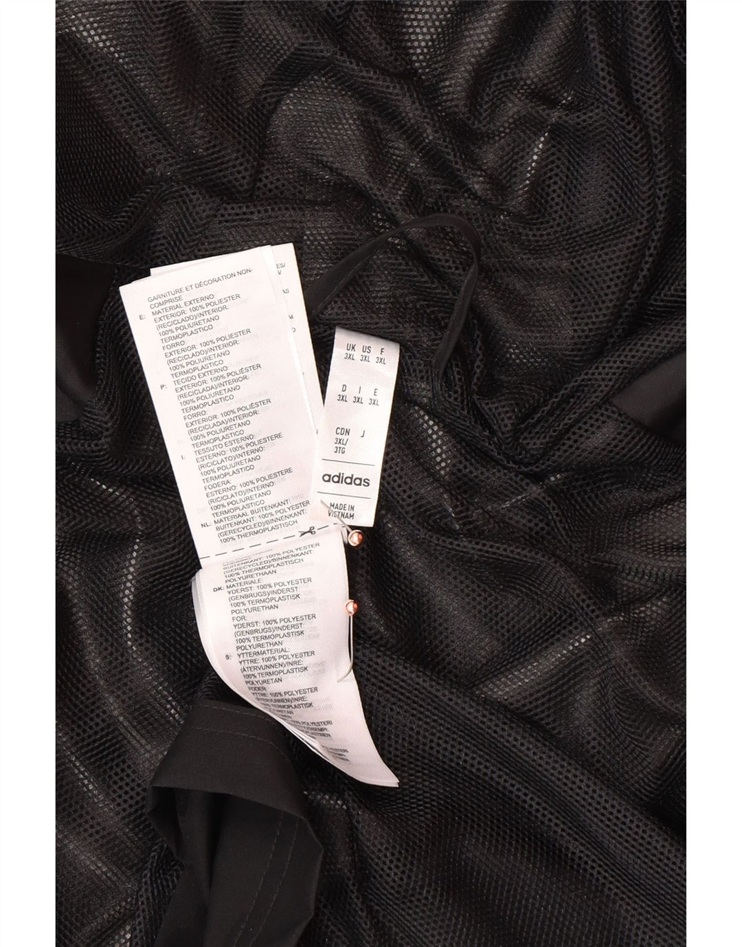 ADIDAS Grafisk regnjakke med hætte til mænd UK 46 3XL Sort polyester