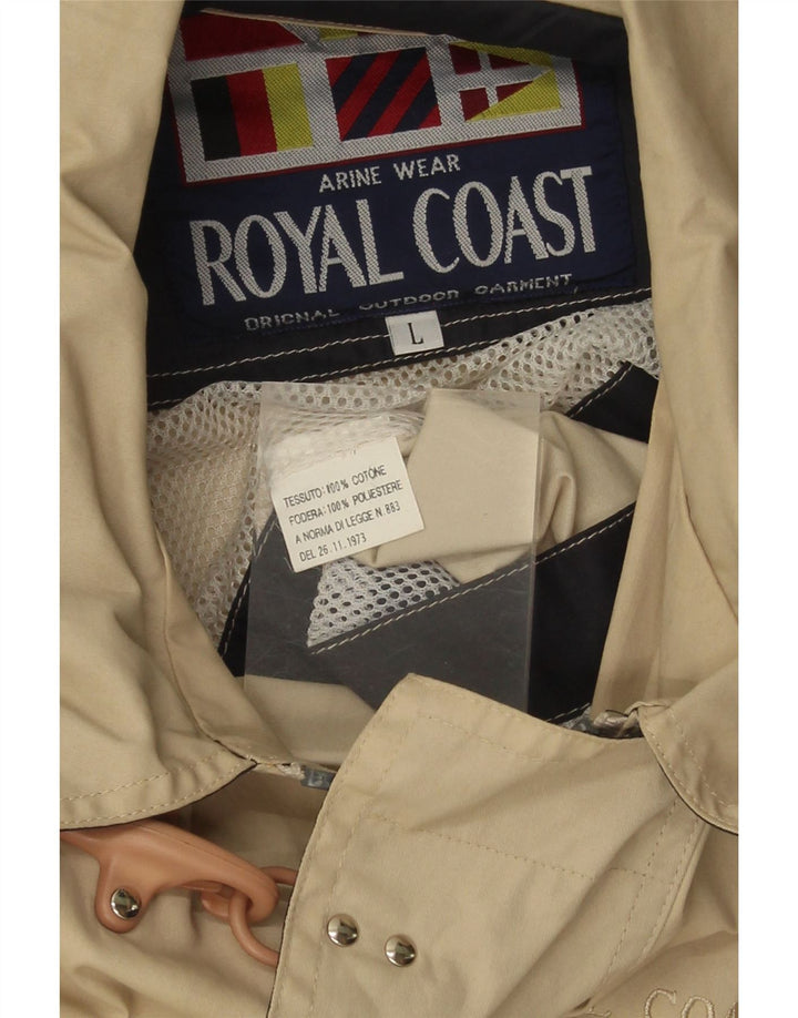 ROYAL COAST Mens Bomber Jacket UK 40 Large Beige Cotton Vintage Royal Coast and Second-Hand Royal Coast from Messina Hembry 