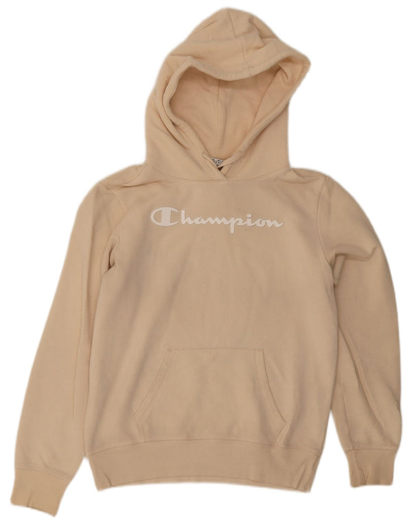 Champion Dame Grafisk Hoodie Jumper UK 14 Medium Beige Bomuld