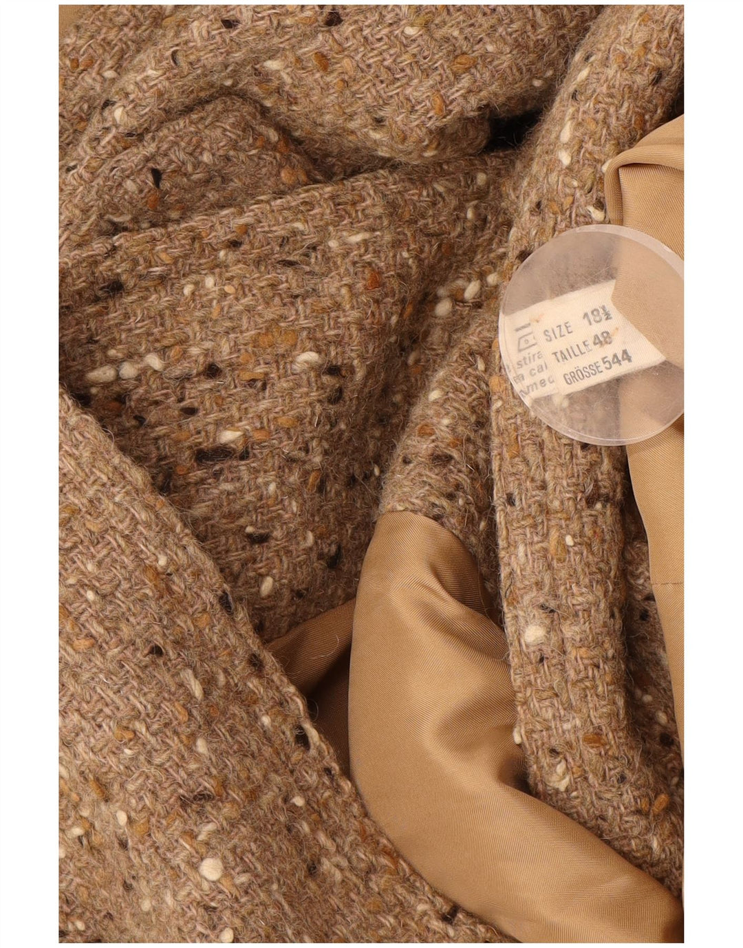 Vintage Dame Dobbeltradet Frakke UK 18 XL Beige Flecked