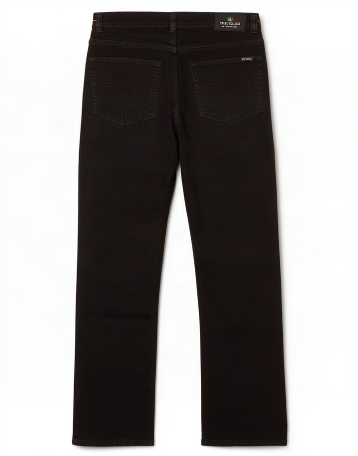 Carlo Colucci Herre Straight Jeans W34 L32 Sort Bomuld