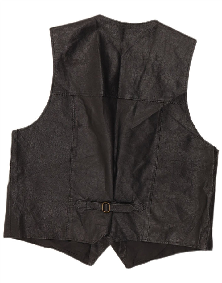 Vintage herre læder vest XL sort