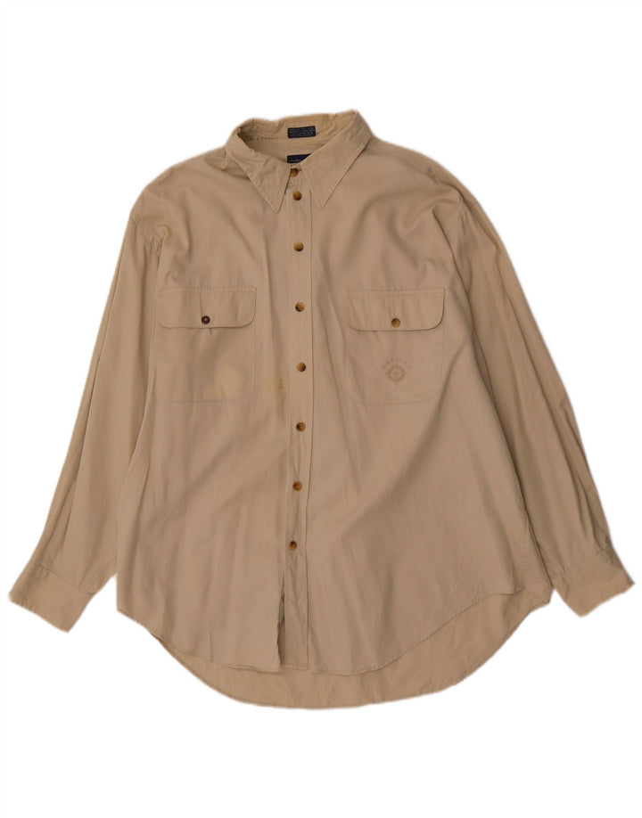 NAUTICA Mens Shirt Size 17 XL Beige Cotton