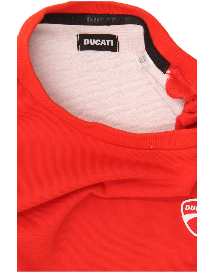 DUCATI Boys Graphic Sweatshirt Jumper 15-16 Years 2XL Red Colourblock