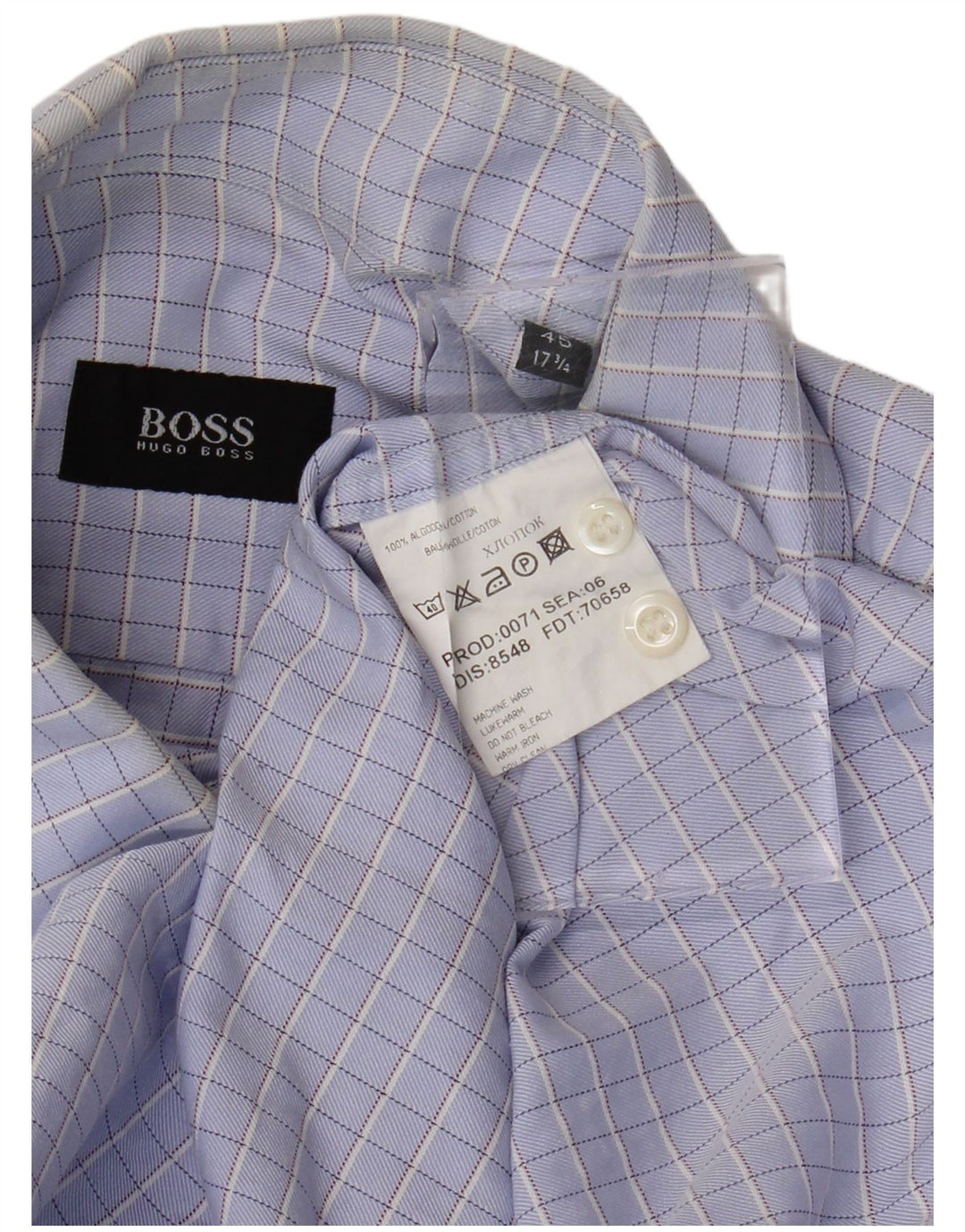 HUGO BOSS Herreskjorte str. 45 17 1/2 XL Lilla ternet bomuld