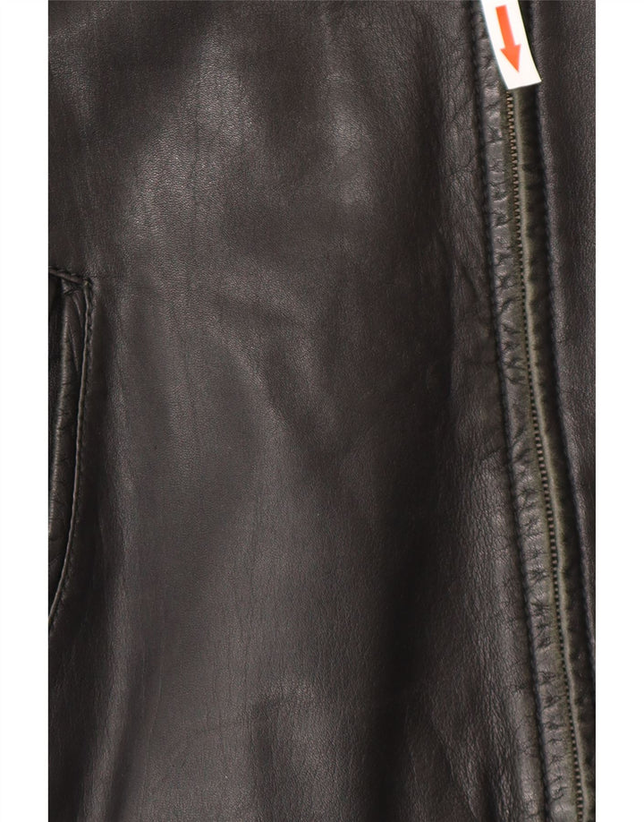 Vintage Bomber læderjakke til mænd IT 50 Stor sort læder