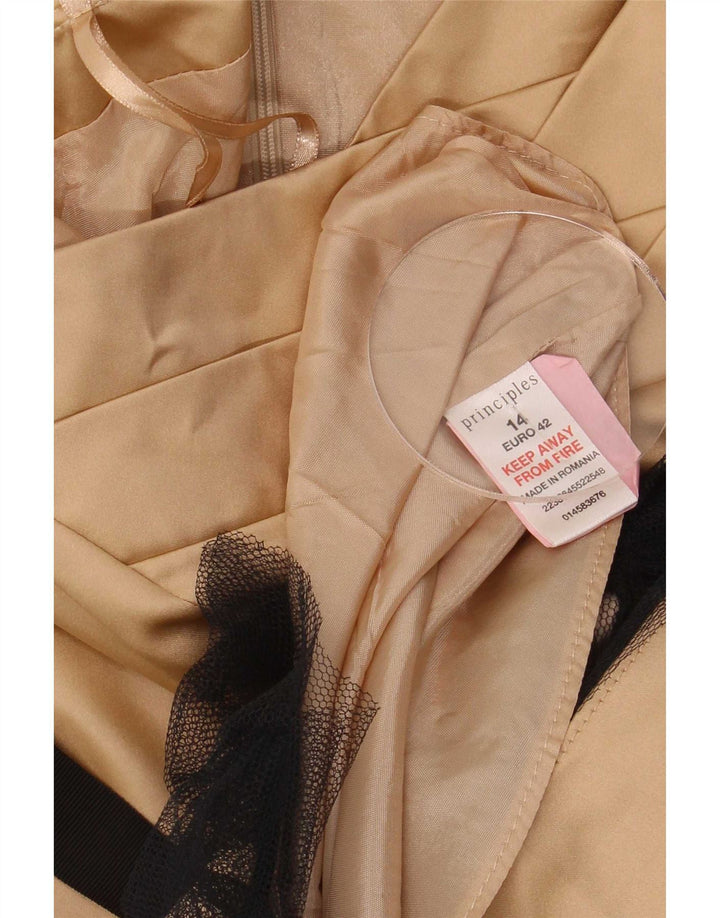 Principper Dame stropløs kjole UK 14 Large Gold Colourblock Polyester