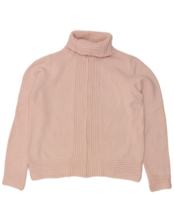 Marks & Spencer Dame Rullehals Cardigan Sweater UK 14 Medium Pink Bomuld