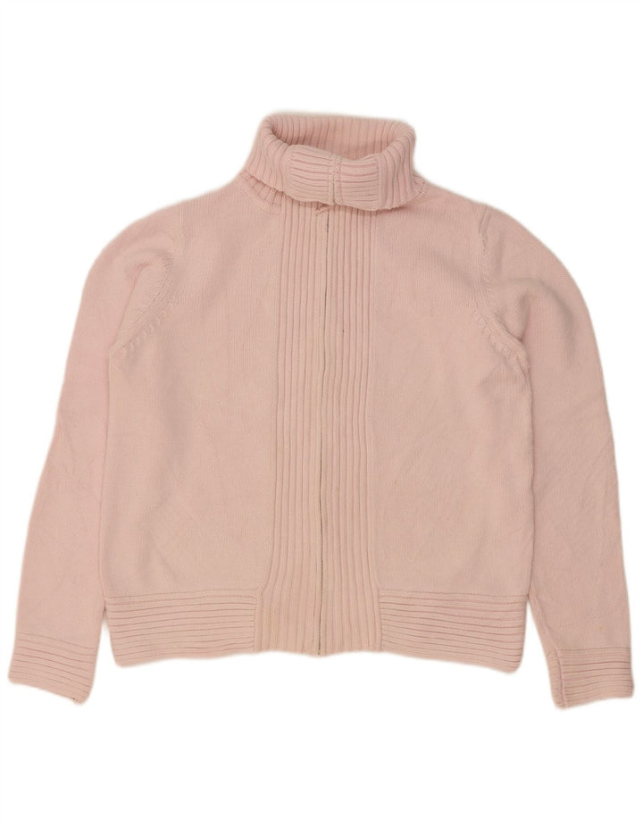 Marks & Spencer Dame Rullehals Cardigan Sweater UK 14 Medium Pink Bomuld