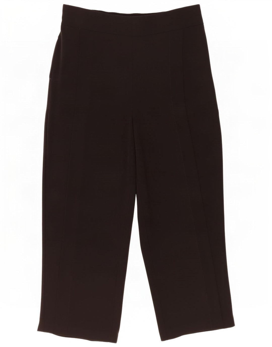 Zara Womens Wide Leg Cropped Trousers XL W32 L24 Sort Polyester